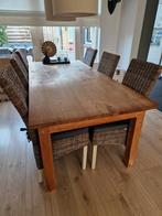 Sfeervolle eethoek met 6 stoelen teakhout, Ophalen, Gebruikt, Landelijk, 6 tot 8 stoelen