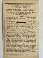Marie Susanna Kraayvanger ( Zuster)Wehl 1858, Verzamelen, Bidprentjes en Rouwkaarten, Ophalen of Verzenden
