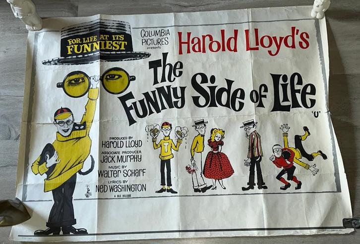 Originele filmposter 1963 FUNNY SIDE OF LIFE HArold Lloyd, Verzamelen, Posters, Gebruikt, Film en Tv, A1 t/m A3, Rechthoekig Liggend