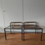 Set vintage Hollywood Regency tafels rookglas, Minder dan 55 cm, Gebruikt, Rond, Glas