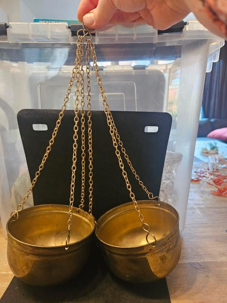 Vintage Plantenbak Hangers - Mogelijk Weegschaal Onderdeel, Antiek en Kunst, Antiek | Koper en Brons, Ophalen of Verzenden