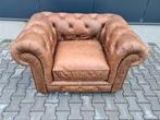 Chesterfield Showroommodel fauteuil bruin leer + BEZORGING, Chesterfield, Nieuw, Ophalen of Verzenden, 100 tot 125 cm