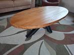 Ovale houten salontafel met x poot. Afm. 141 x 71x 40,5 cm, Huis en Inrichting, Ophalen, 100 tot 150 cm, 50 tot 100 cm, Zo goed als nieuw