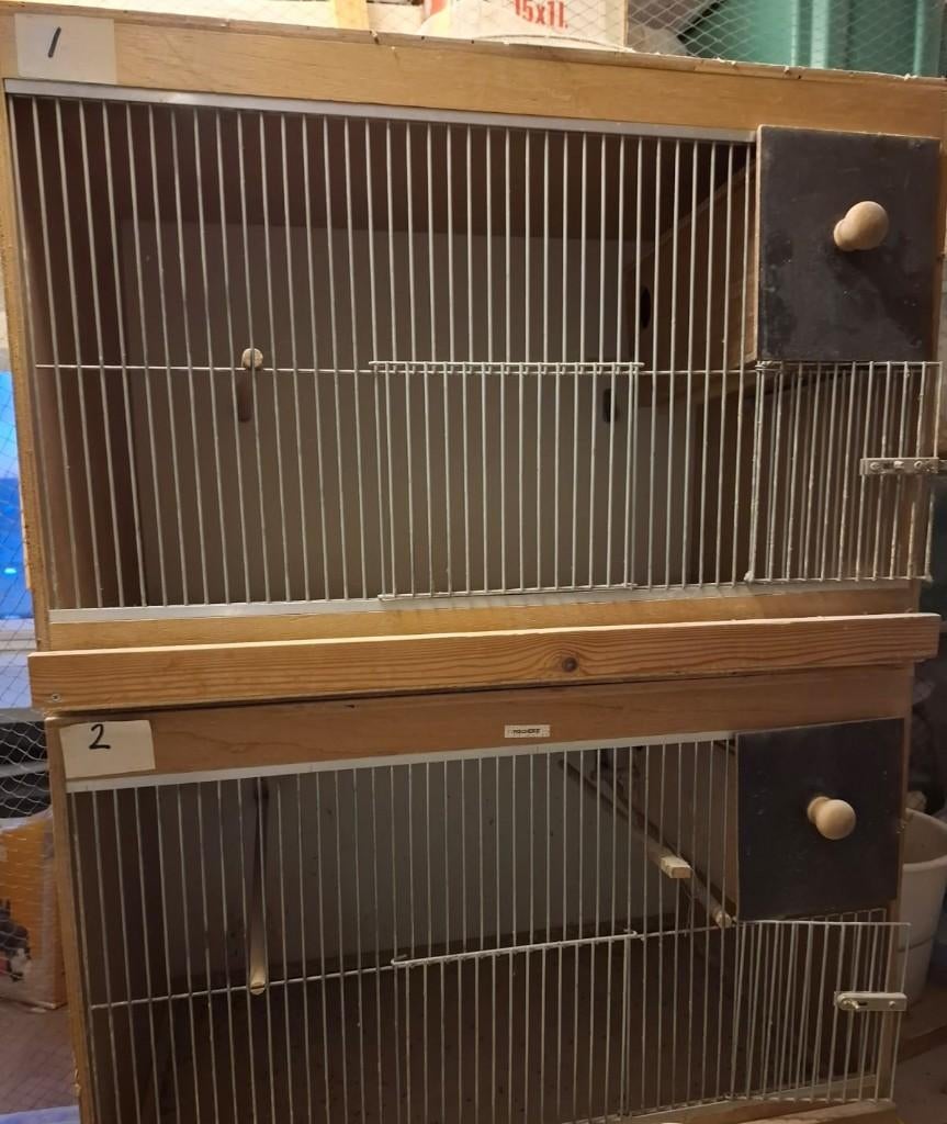 2 grote parkietenkooien, Ophalen, Gebruikt, Hout, Vogelkooi