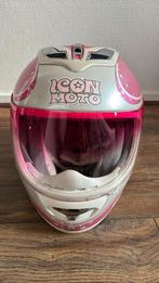 Roze motorhelm Icon Moto, Ophalen of Verzenden, Tweedehands, Integraalhelm, Overige merken