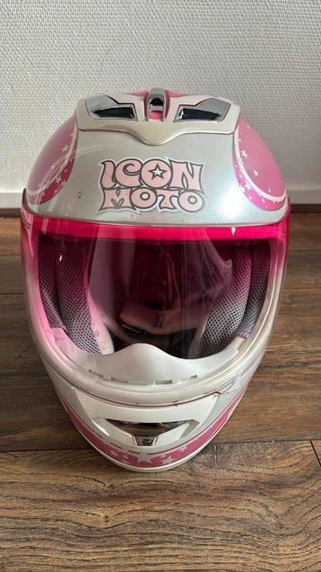 Roze motorhelm Icon Moto beschikbaar voor biedingen