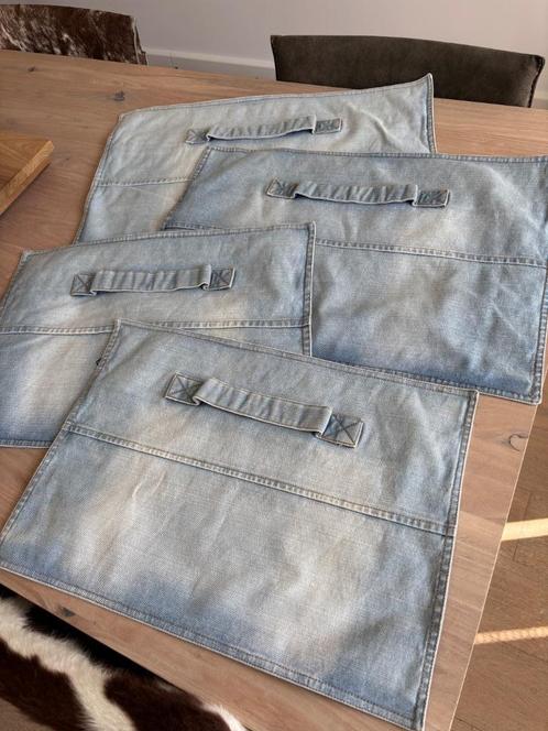 HK Living Dutch Interiors Denim Jeans kussenhoezen 4 stuks, Huis en Inrichting, Woonaccessoires | Kussens, Zo goed als nieuw, Blauw