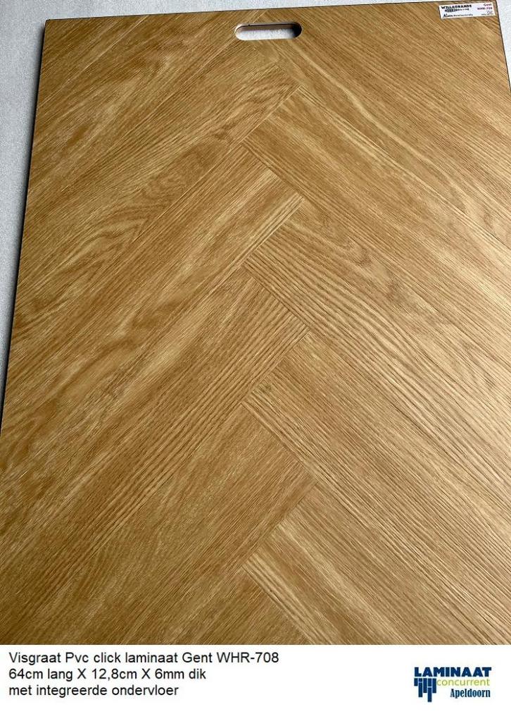 Visgraat Pvc Click Gent Natuur 6mm met integreerde ondervloe, Huis en Inrichting, Stoffering | Vloerbedekking, Nieuw, Laminaat