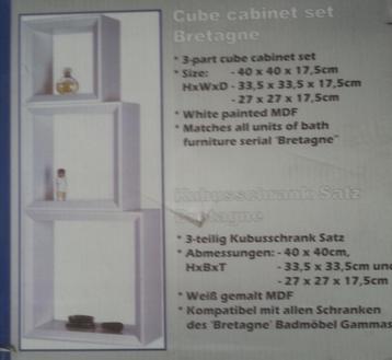 Saniscape Bretagne Cube cabinet 3 dlg. wit Saniscape  beschikbaar voor biedingen