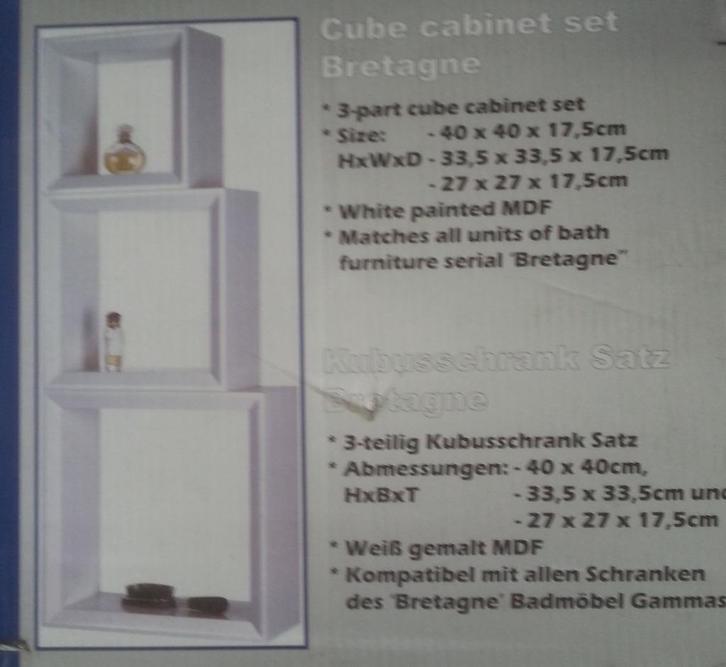 Saniscape Bretagne Cube cabinet 3 dlg. wit Saniscape, Huis en Inrichting, Badkamer | Badkamermeubels, Nieuw, Overige typen, Minder dan 100 cm