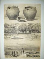 65 / Urnen en opgravingen Legerplaats Litho 1876, Antiek en Kunst, Kunst | Litho's en Zeefdrukken, Ophalen of Verzenden