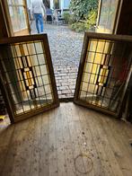 Antiek Glas in Lood Raam - b78x h113, Doe-het-zelf en Verbouw, Glas en Ramen, Ophalen, Gevelraam of Ruit, Gebruikt, Minder dan 80 cm