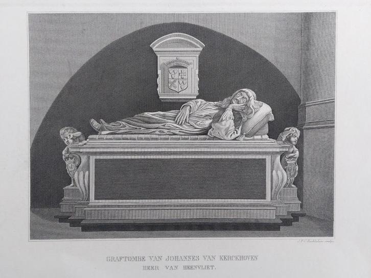 45 / graftombe Johannes van kerckhoven heer van heenvliet, Antiek en Kunst, Kunst | Etsen en Gravures, Ophalen of Verzenden