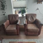 Te koop: lederen fauteuils, Twee, Gebruikt, Leer, Bruin