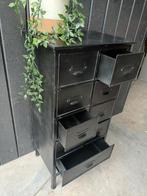 Woood metalen lockerkast kastje 7 lades zwart, Ophalen, Gebruikt