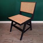Pierre jeanette stijl Japandi hout met webbing eetkamer stoe, Japandi design, Zwart, Ophalen of Verzenden, Eén