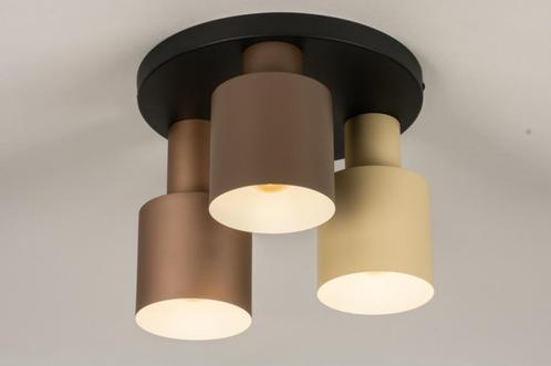 plafondlamp kokers beige taupe bruin tafel bed keuken lamp, Huis en Inrichting, Lampen | Plafondlampen, Nieuw, Metaal, Ophalen of Verzenden