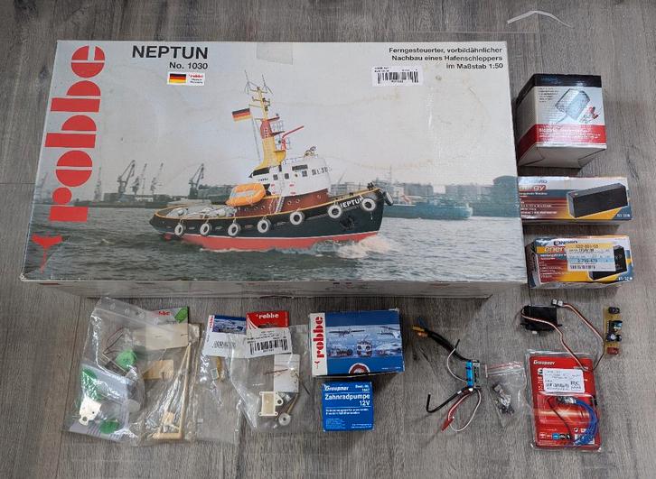 Robbe Neptun 1:50 sleepboot: set met motor & accessoires, Hobby en Vrije tijd, Modelbouw | Boten en Schepen, Gebruikt, 1:32 tot 1:50