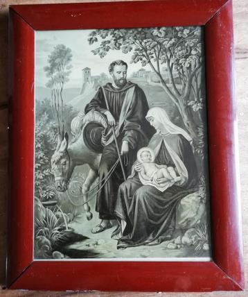 Jozef, Maria & kindje Jezus. Ca 1900. Chromolithografie  beschikbaar voor biedingen