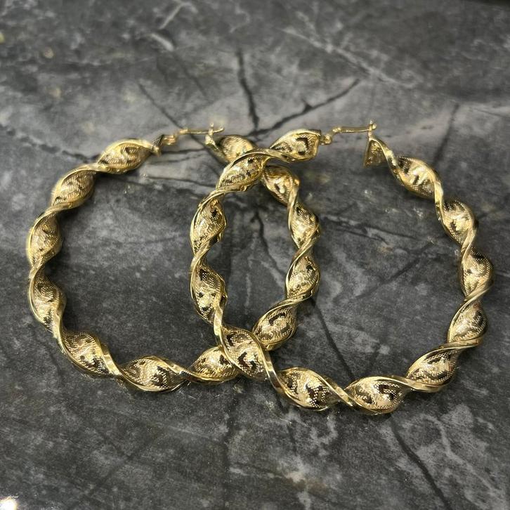 14k gouden wokkels groot model nieuw, Sieraden, Tassen en Uiterlijk, Oorbellen, Nieuw, Goud, Ophalen of Verzenden