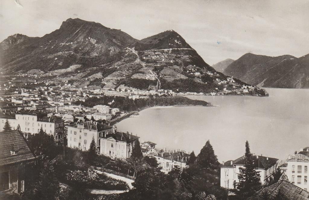 P985 oude ansichtkaart lugano panorama 1936 Zwitserland, Ophalen of Verzenden, 1920 tot 1940, Gelopen, Overig Europa