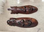 Indonesische Houten Wandmaskers - Set van Twee, Ophalen of Verzenden