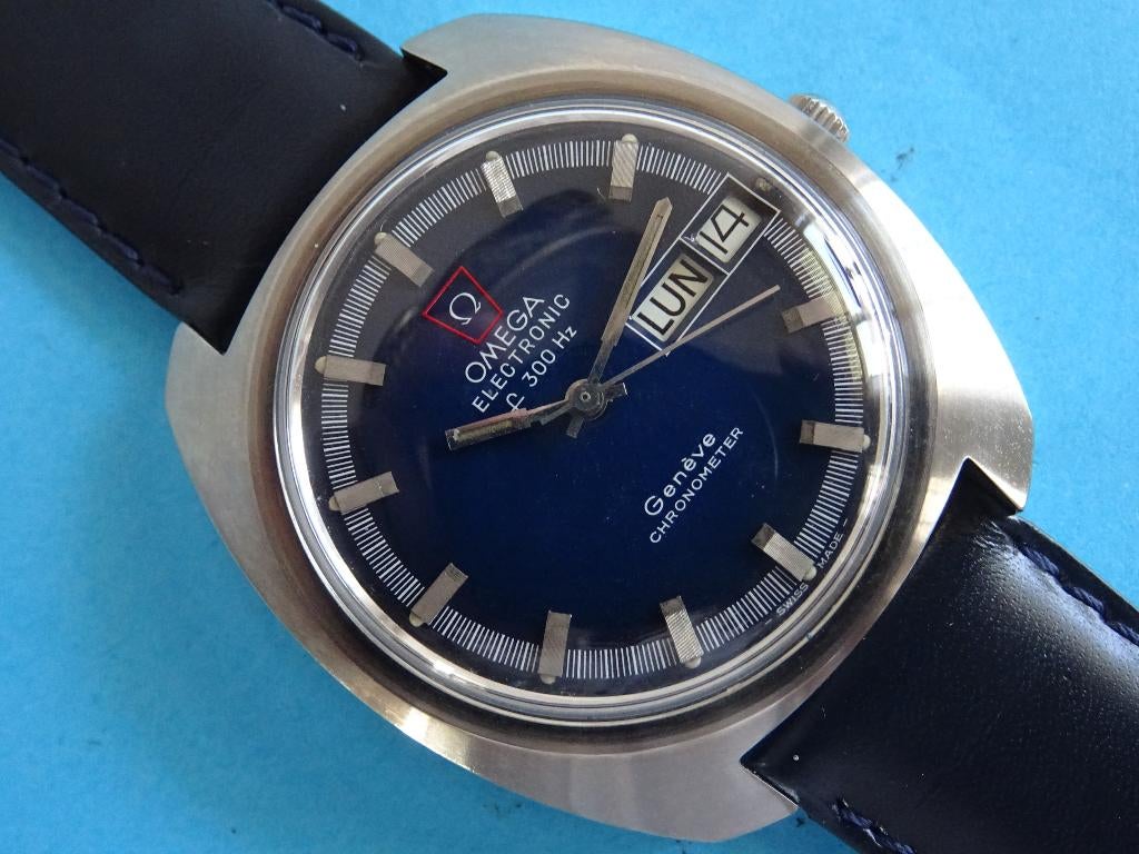 Omega Geneve Chronometer Electronic F 300 DD, Staal, Staal, Polshorloge, Ophalen of Verzenden