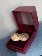 Vintage oude munten in doos broche van gemaakt, Ophalen of Verzenden, Zilver, Overige materialen