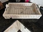 Riviera Maison wit rattan dienblad, Ophalen, Zo goed als nieuw, Rechthoekig, Hout