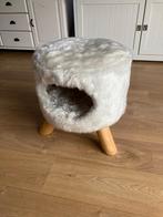 Stijlvolle Pluche Kattenpoef / Hocker – Ø 42x50 cm – Wit, Dieren en Toebehoren, Ophalen, Zo goed als nieuw, Krabton