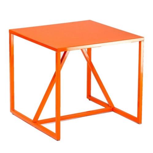Blu Dot Strut tafeltje in knaloranje, Huis en Inrichting, Tafels | Bijzettafels, Zo goed als nieuw, Vierkant, 45 tot 60 cm, Minder dan 55 cm