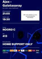 Ajax galatasaray vak 413 Noord, Tickets en Kaartjes, Evenementen en Festivals, Eén persoon