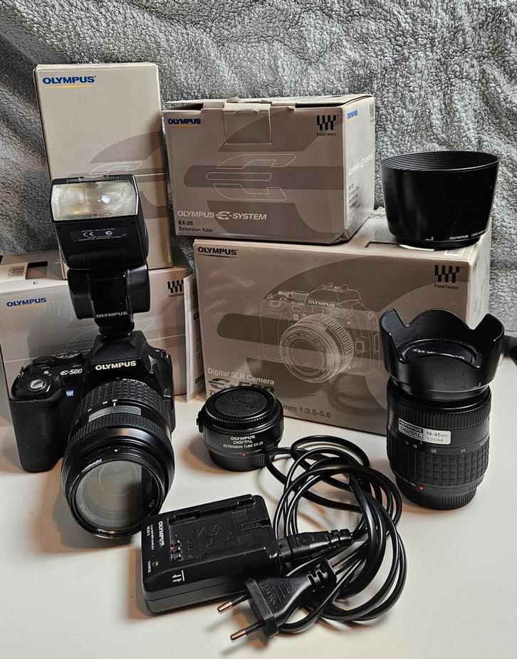 Olympus E-500 Spiegelreflexcamera met accessoires, Audio, Tv en Foto, Fotocamera's Digitaal, Gebruikt, Spiegelreflex, Olympus