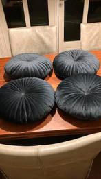 4 nieuwe zwarte ronde fluwelen kussens 45cm, Huis en Inrichting, Woonaccessoires | Kussens, Ophalen, Zo goed als nieuw, Zwart