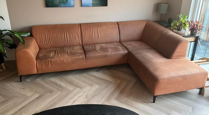 Hoekbank Cognac TEAB, Huis en Inrichting, Banken | Bankstellen, Gebruikt, Hoekbank, Vierpersoons of meer, 250 tot 300 cm, 150 cm of meer