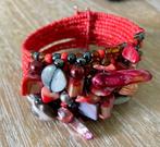 armband rood met steentjes een maat, Ibiza stijl, Nieuw, Overige materialen, Met bedels of kralen, Ophalen of Verzenden