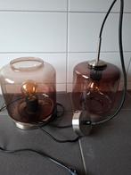 Set van 2 bruine glazen lampen, Ophalen, Zo goed als nieuw, Glas, Modern
