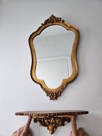 Vintage gouden spiegel met bijbehorend plankje / console, Ophalen, Minder dan 50 cm, Gebruikt, Minder dan 100 cm