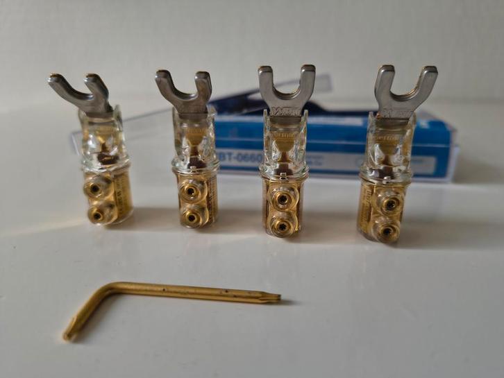 WBT 0660 Cu high end spades, connectors, Audio, Tv en Foto, Audiokabels en Televisiekabels, Gebruikt, Luidsprekerkabel, Minder dan 2 meter