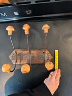 Antieke Houten Kapstok met Metalen Haken, Huis en Inrichting, Woonaccessoires | Kapstokken, Gebruikt, Minder dan 100 cm, Hout