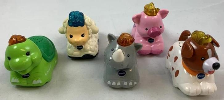 Vtech Zoef Zoef dieren set 5 stuks varken neushoorn schaap, Kinderen en Baby's, Speelgoed | Vtech, Zo goed als nieuw, 6 maanden tot 2 jaar