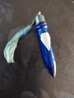 Vintage parfum flacon fles blauw glas, Ophalen of Verzenden