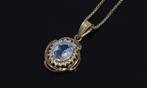 Topaas zirkonia 14k gouden ketting hanger dames briljant, Ophalen of Verzenden, Zo goed als nieuw, Met edelsteen, Info@voordeelsieraden.nl