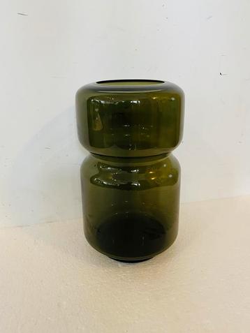 Groen glazen vaas / bloemenvaas , 27 cm