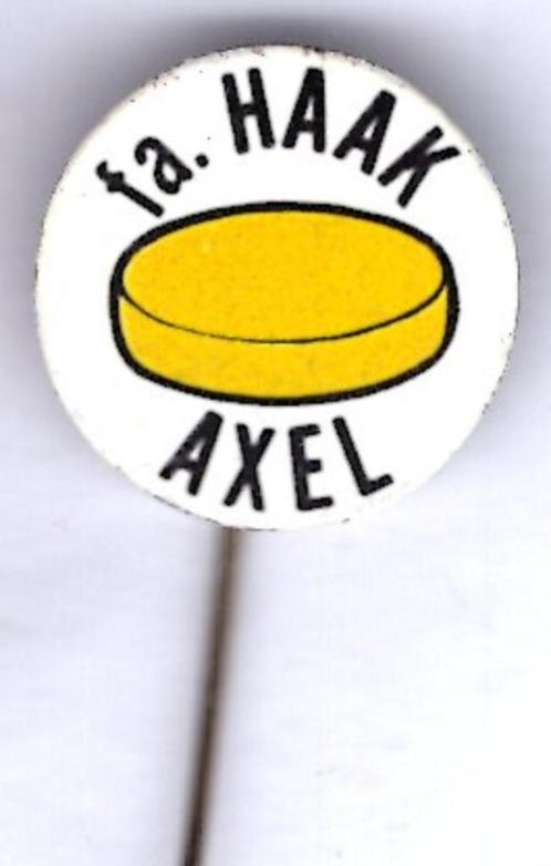 Fa. Haak AXEL blik kaas speldje ( K_148 ), Verzamelen, Speldjes, Pins en Buttons, Zo goed als nieuw, Speldje of Pin, Merk, Verzenden
