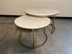 Salontafel / bijzettafel / 2 delig / goud / marmer, Ophalen, Nieuw, Rond, 55 tot 75 cm