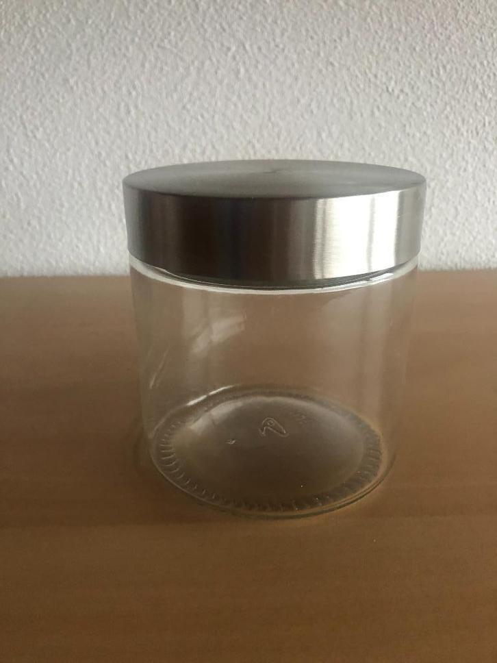 Voorraadpot glas Dille & Kamille 850 ml, Huis en Inrichting, Keuken | Potten en Pannen, Zo goed als nieuw, Pot, Bus of Blik, Glas
