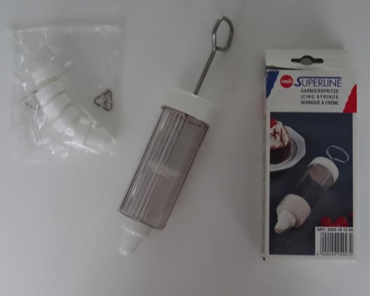 Ongebruikte Emsa Superline garneerspuit incl. 6 spuitmondjes, Hobby en Vrije tijd, Taarten en Cupcakes maken, Nieuw, Versiering