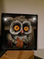 Diamant painting Meneer de uil in mooie zware zwarte lijst., Ophalen of Verzenden, Zo goed als nieuw, Minder dan 50 cm, Minder dan 50 cm