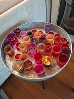 Dienblad met waxinelichtjes (40 stuks), Gebruikt, Ophalen of Verzenden, Metaal, Rood